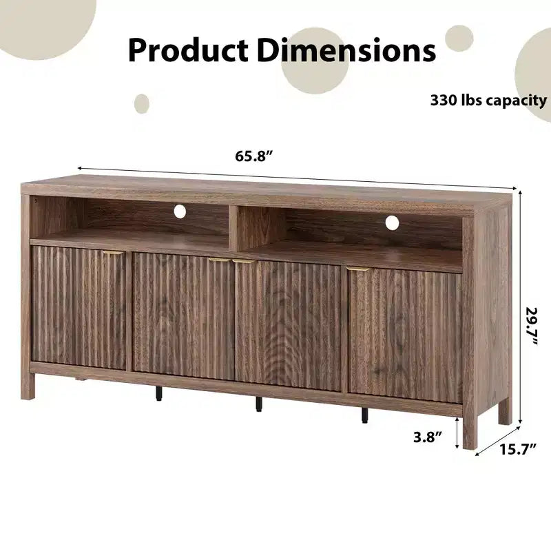 Madia/credenza scanalata da 65,8 pollici con 4 ante, mobile contenitore per cucina, madia in legno per sala da pranzo, soggiorno, ingresso
