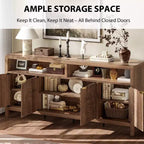 Madia/credenza scanalata da 65,8 pollici con 4 ante, mobile contenitore per cucina, madia in legno per sala da pranzo, soggiorno, ingresso