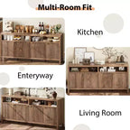 Madia/credenza scanalata da 65,8 pollici con 4 ante, mobile contenitore per cucina, madia in legno per sala da pranzo, soggiorno, ingresso