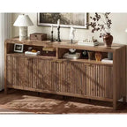 Madia/credenza scanalata da 65,8 pollici con 4 ante, mobile contenitore per cucina, madia in legno per sala da pranzo, soggiorno, ingresso