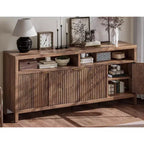 Madia/credenza scanalata da 65,8 pollici con 4 ante, mobile contenitore per cucina, madia in legno per sala da pranzo, soggiorno, ingresso