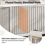 Madia/credenza scanalata da 65,8 pollici con 4 ante, mobile contenitore per cucina, madia in legno per sala da pranzo, soggiorno, ingresso