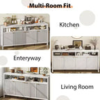 Madia/credenza scanalata da 65,8 pollici con 4 ante, mobile contenitore per cucina, madia in legno per sala da pranzo, soggiorno, ingresso