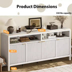Madia/credenza scanalata da 65,8 pollici con 4 ante, mobile contenitore per cucina, madia in legno per sala da pranzo, soggiorno, ingresso
