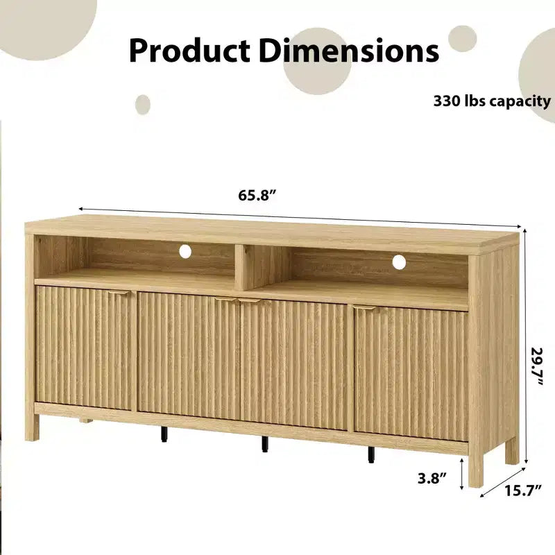 Madia/credenza scanalata da 65,8 pollici con 4 ante, mobile contenitore per cucina, madia in legno per sala da pranzo, soggiorno, ingresso