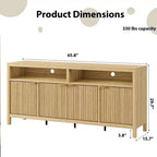 Madia/credenza scanalata da 65,8 pollici con 4 ante, mobile contenitore per cucina, madia in legno per sala da pranzo, soggiorno, ingresso