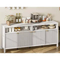 Coolmee 65.8 Inch Fluted Sideboard Buffet Cabinet with 4 Doors, Kitchen Storage Cabinet, Wood Sideboard for Dining Room, Living Room, Entryway