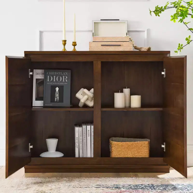 Credenza moderna a 2 ante effetto legno con fori per cavi