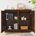 Credenza moderna a 2 ante effetto legno con fori per cavi