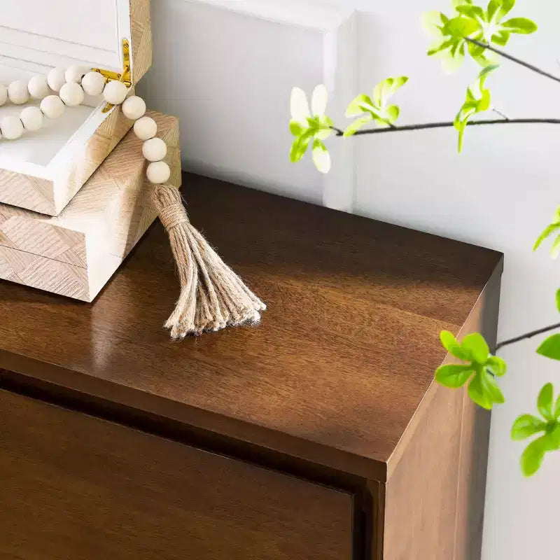 Credenza moderna a 2 ante effetto legno con fori per cavi