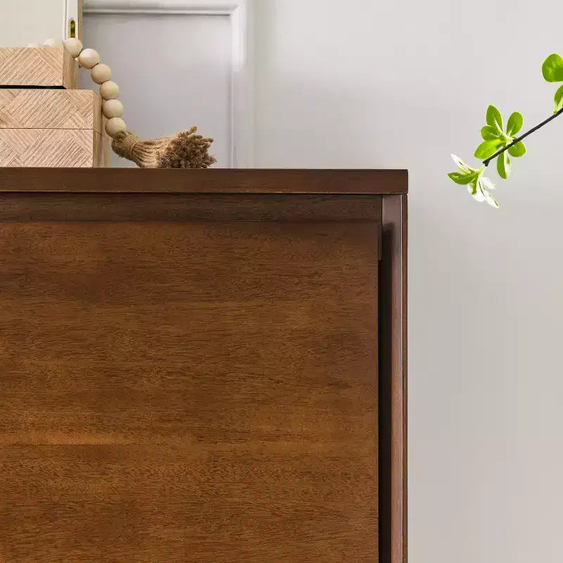 Credenza moderna a 2 ante effetto legno con fori per cavi