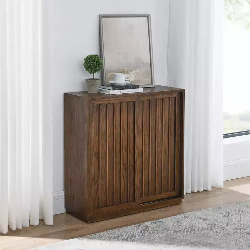 GDFStudio Guill Mid-Century Wood Grain Sideboard with 2 Sliding Door