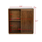 Credenza in legno a venatura di metà secolo con 2 ante scorrevoli