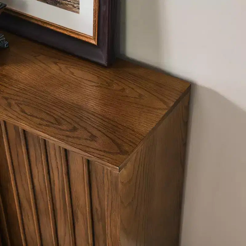 Credenza in legno a venatura di metà secolo con 2 ante scorrevoli