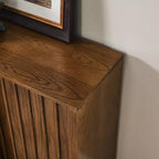 Credenza in legno a venatura di metà secolo con 2 ante scorrevoli