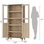 Mobile Contenitore Alto 160 cm con 2 Ante, Dispensa da Cucina, Armadietto da Bagno a 5 Ripiani Regolabili per Cucina, Sala da Pranzo, Bagno