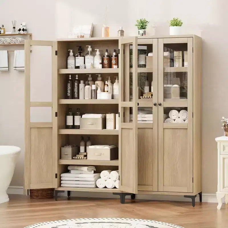 Mobile Contenitore Alto 160 cm con 2 Ante, Dispensa da Cucina, Armadietto da Bagno a 5 Ripiani Regolabili per Cucina, Sala da Pranzo, Bagno