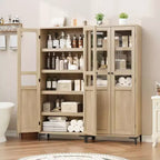 Mobile Contenitore Alto 160 cm con 2 Ante, Dispensa da Cucina, Armadietto da Bagno a 5 Ripiani Regolabili per Cucina, Sala da Pranzo, Bagno
