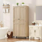 Mobile Contenitore Alto 160 cm con 2 Ante, Dispensa da Cucina, Armadietto da Bagno a 5 Ripiani Regolabili per Cucina, Sala da Pranzo, Bagno