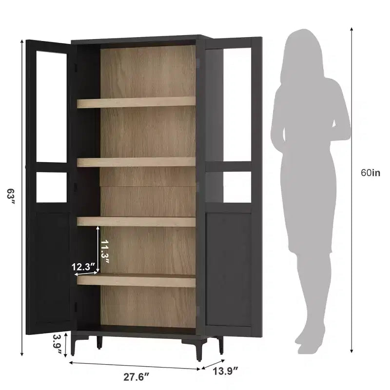 Mobile Contenitore Alto 160 cm con 2 Ante, Dispensa da Cucina, Armadietto da Bagno a 5 Ripiani Regolabili per Cucina, Sala da Pranzo, Bagno