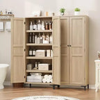 Mobile Contenitore Alto 160 cm con 2 Ante, Dispensa da Cucina, Armadietto da Bagno a 5 Ripiani Regolabili per Cucina, Sala da Pranzo, Bagno