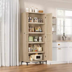 Mobile Contenitore Alto 160 cm con 2 Ante, Dispensa da Cucina, Armadietto da Bagno a 5 Ripiani Regolabili per Cucina, Sala da Pranzo, Bagno