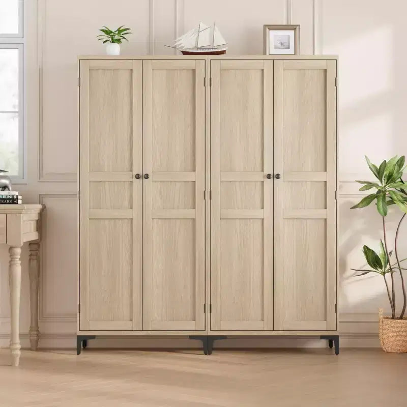 Mobile Contenitore Alto 160 cm con 2 Ante, Dispensa da Cucina, Armadietto da Bagno a 5 Ripiani Regolabili per Cucina, Sala da Pranzo, Bagno