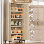Mobile Contenitore Alto 160 cm con 2 Ante, Dispensa da Cucina, Armadietto da Bagno a 5 Ripiani Regolabili per Cucina, Sala da Pranzo, Bagno