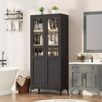 Mobile Contenitore Alto 160 cm con 2 Ante, Dispensa da Cucina, Armadietto da Bagno a 5 Ripiani Regolabili per Cucina, Sala da Pranzo, Bagno