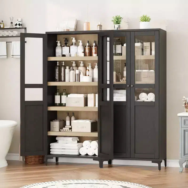 Mobile Contenitore Alto 160 cm con 2 Ante, Dispensa da Cucina, Armadietto da Bagno a 5 Ripiani Regolabili per Cucina, Sala da Pranzo, Bagno