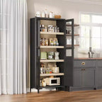 Mobile Contenitore Alto 160 cm con 2 Ante, Dispensa da Cucina, Armadietto da Bagno a 5 Ripiani Regolabili per Cucina, Sala da Pranzo, Bagno