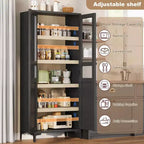 Mobile Contenitore Alto 160 cm con 2 Ante, Dispensa da Cucina, Armadietto da Bagno a 5 Ripiani Regolabili per Cucina, Sala da Pranzo, Bagno