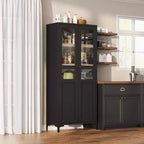 Coolmee 63 Inch Tall Storage Cabinet with 2 Doors, Kitchen Pantry 5 Tier Bathroom Cabinet Adjustable Shelves for Kitchen, Dining Room, Bathroom