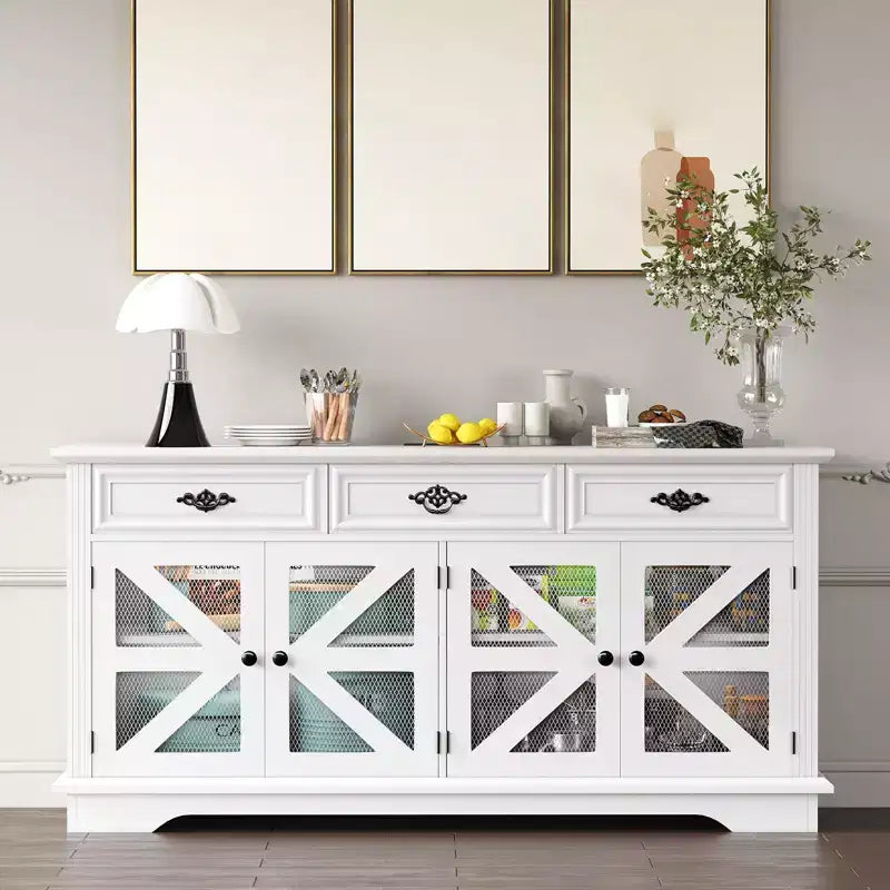 Madia Credenza da 70 cm, Dispensa da Cucina con 3 Cassetti, Mobile Bar in Legno, Consolle da Ingresso per Sala da Pranzo Soggiorno
