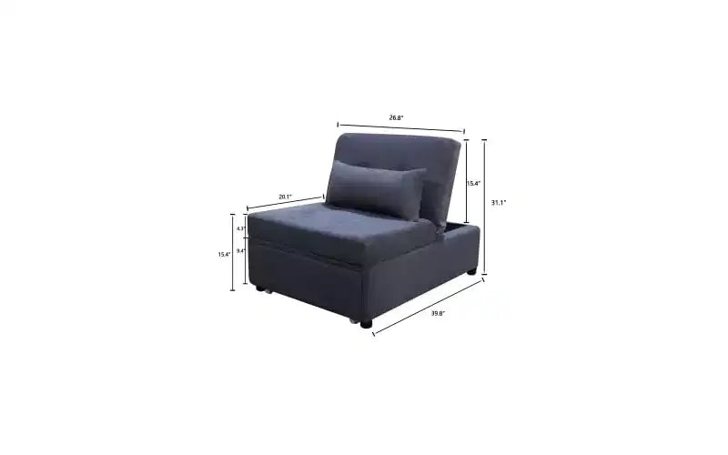 Sgabello poggiapiedi regolabile 4 in 1, sgabello da letto, sedia divano per gli ospiti, divano letto moderno per gli ospiti con schienale regolabile e cuscino