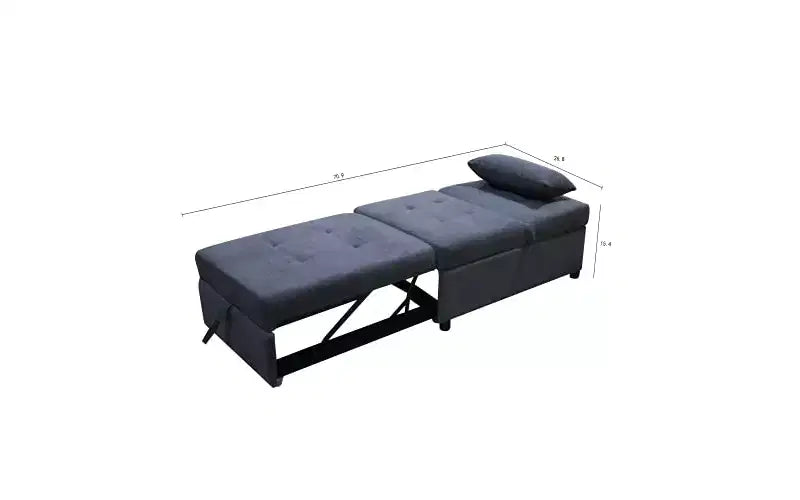 Sgabello poggiapiedi regolabile 4 in 1, sgabello da letto, sedia divano per gli ospiti, divano letto moderno per gli ospiti con schienale regolabile e cuscino