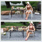 Tavolo da Grill Pieghevole 3x2FT con Piano a Rete, Tavolo da Campeggio Portatile in Metallo Regolabile in Altezza per Barbecue, Picnic, Cucina da Esterno, Nero