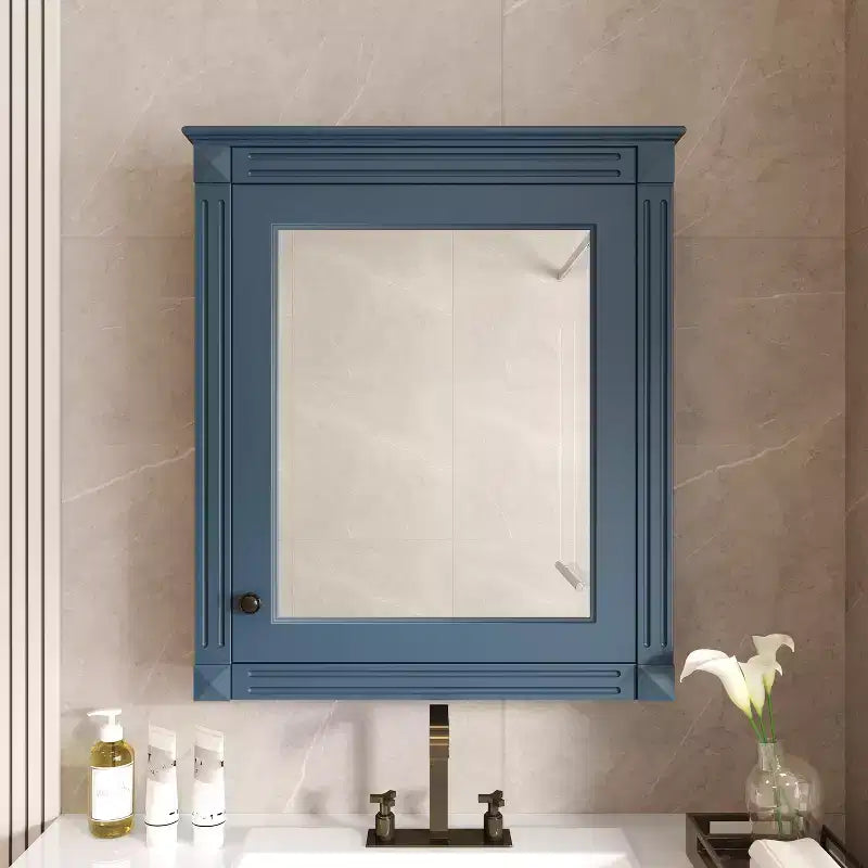 Pensile da bagno con specchio, armadietto dei medicinali con ripiano regolabile in altezza, bianco