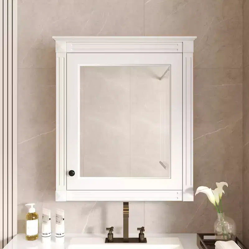 Okak Bathroom Storage Wall Cabinet with Mirror with Mirror, Medicine Cabinet with Height Adjustable Shelf, White