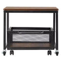 VEVOR Mini Fridge Stand with Storage, 198 lbs Mini Fridge Table with Movable Storage Cart & Swivel Wheels, Beverage Refrigerator Stand,Light Brown
