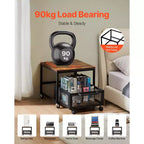 Supporto per mini frigo con vano portaoggetti, capacità 90 kg, carrello portaoggetti mobile e ruote girevoli, marrone chiaro
