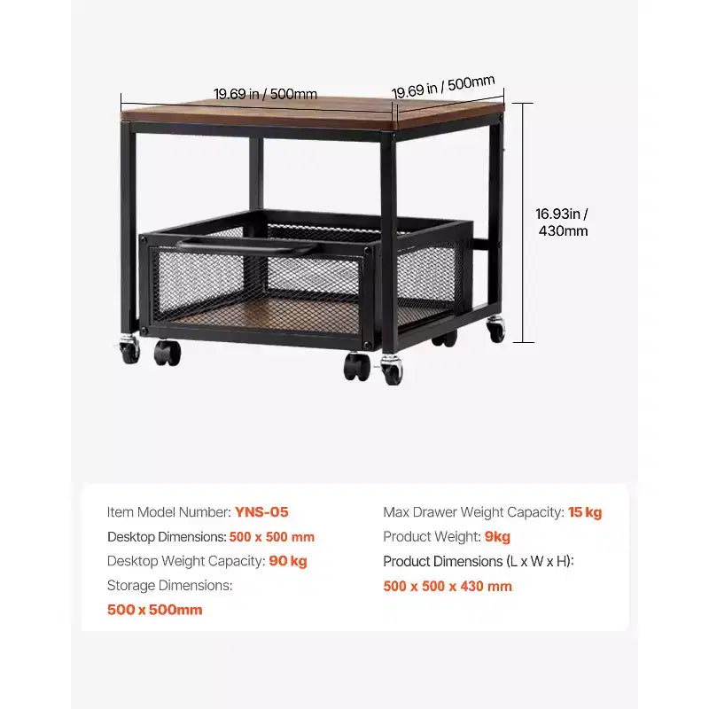 Supporto per mini frigo con vano portaoggetti, capacità 90 kg, carrello portaoggetti mobile e ruote girevoli, marrone chiaro