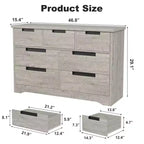 Cassettiera per camera da letto con 7 cassetti, cassettiera in legno per armadio, cassettiera portaoggetti per corridoio, soggiorno e ufficio
