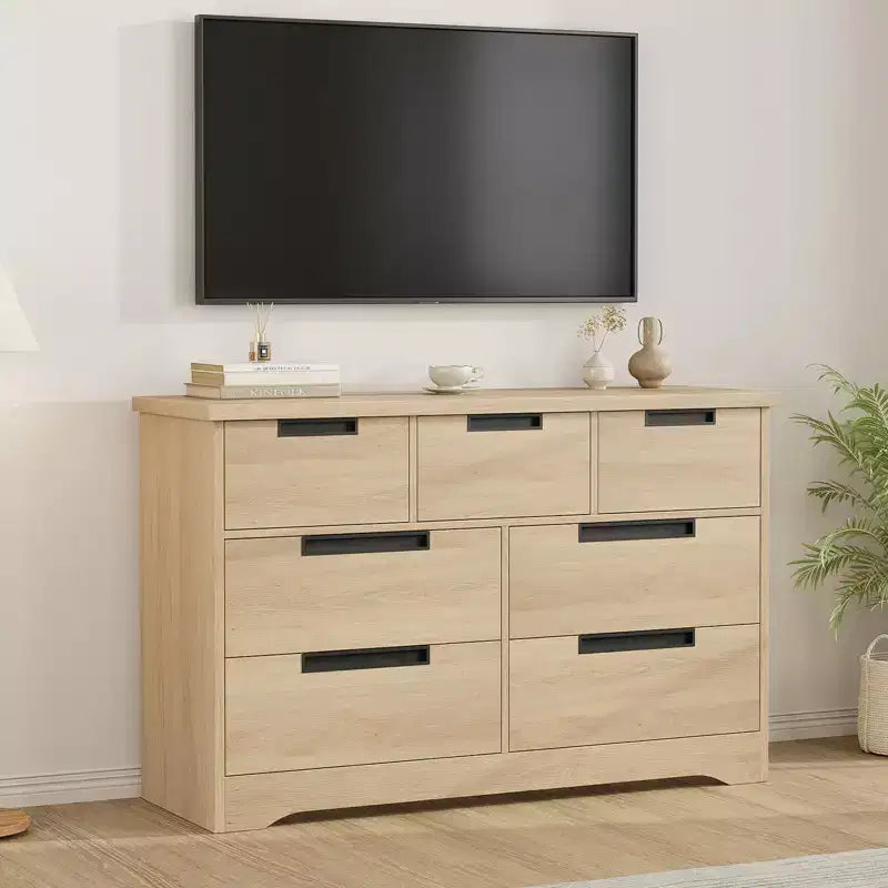 Cassettiera per camera da letto con 7 cassetti, cassettiera in legno per armadio, cassettiera portaoggetti per corridoio, soggiorno e ufficio