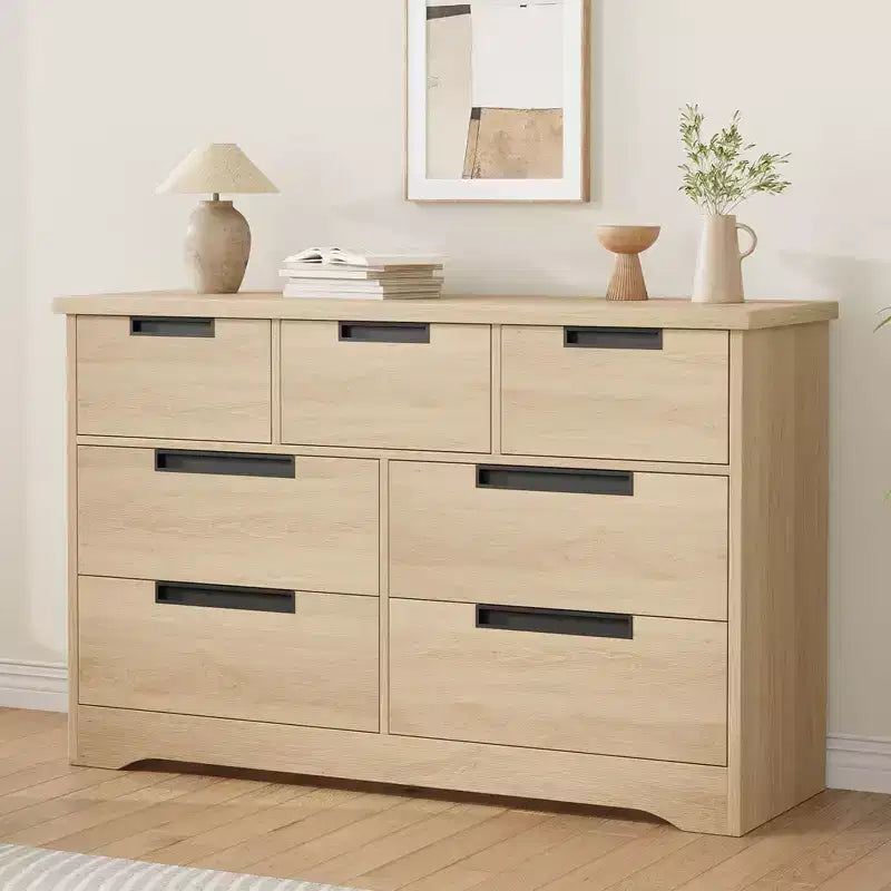 Cassettiera per camera da letto con 7 cassetti, cassettiera in legno per armadio, cassettiera portaoggetti per corridoio, soggiorno e ufficio