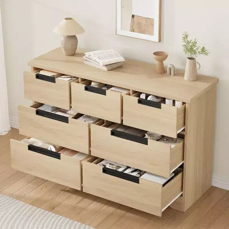 Cassettiera per camera da letto con 7 cassetti, cassettiera in legno per armadio, cassettiera portaoggetti per corridoio, soggiorno e ufficio