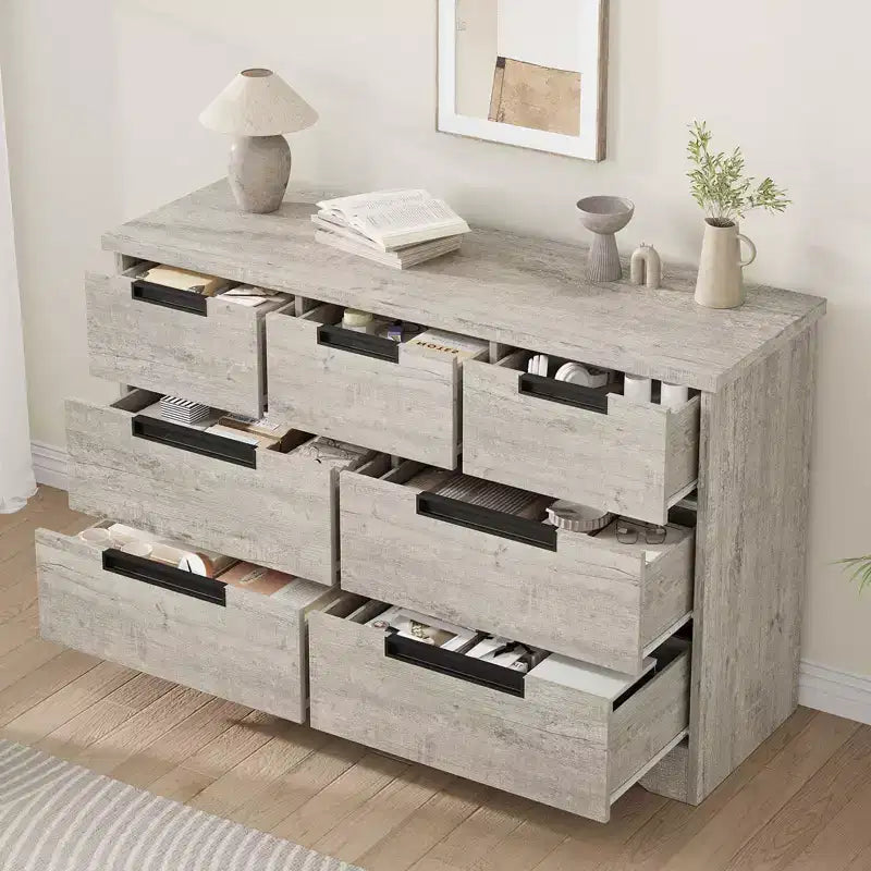 Cassettiera per camera da letto con 7 cassetti, cassettiera in legno per armadio, cassettiera portaoggetti per corridoio, soggiorno e ufficio