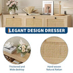 Cassettiera in Rattan a 7 Cassetti, Cassettiera Boho Larga 120 cm, Cassettiera, Organizer per Armadio, Cassettiera in Legno Naturale per Camera da Letto, Soggiorno, Ingresso
