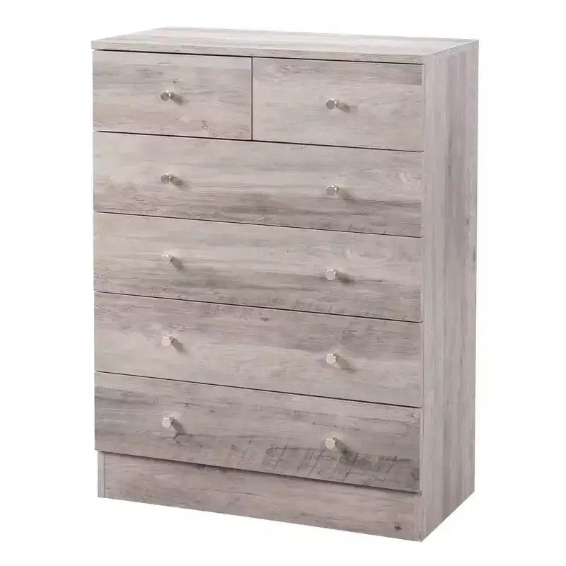 Cassettiera a 6 cassetti in truciolato grigio da 66 cm (25,98 pollici) di larghezza