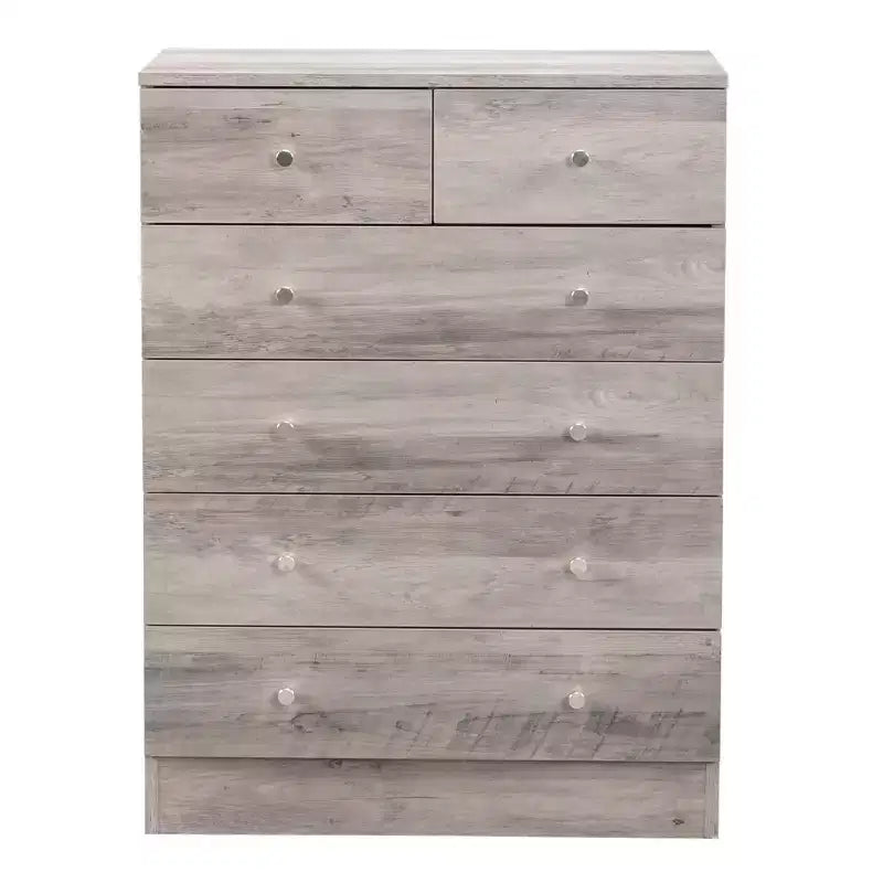 Cassettiera a 6 cassetti in truciolato grigio da 66 cm (25,98 pollici) di larghezza
